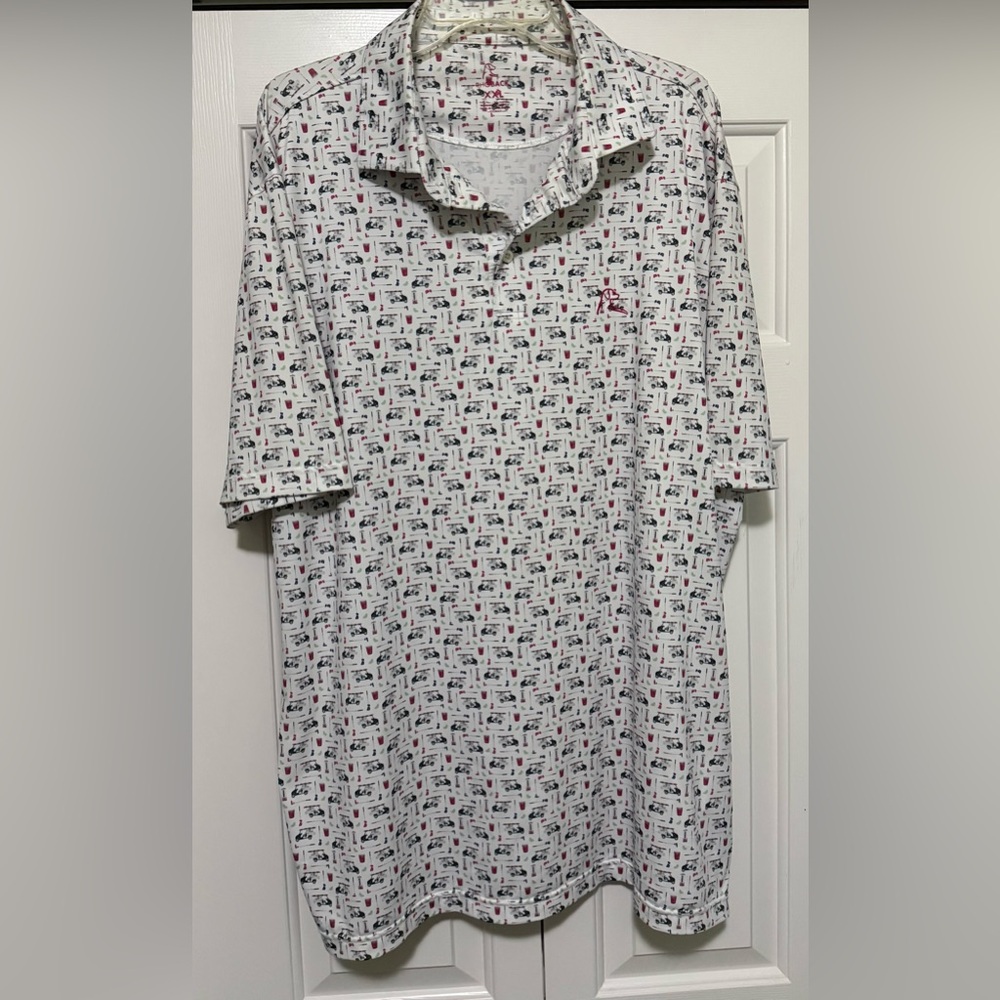 Rhoback “The Bev Cart” Mens XXL White Golf Cart Performance Polyester Polo Shirt